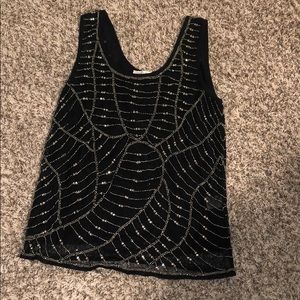 Black Beaded Search for Sanity Top